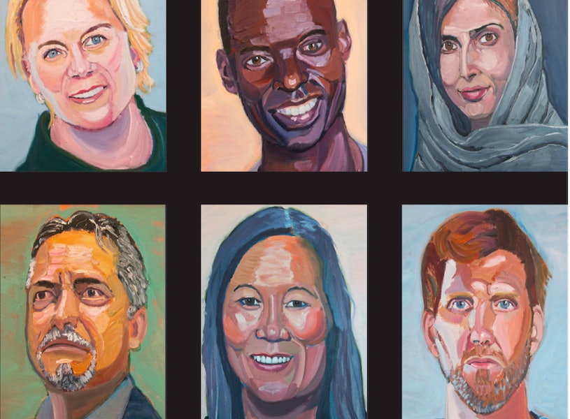 Portraits pained by President Bush.